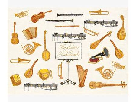 Postkarte "Herzlichen Glückwunsch" - Instrumente von Turnows